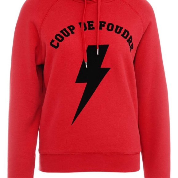 NWT FRAME Shrunken Cotton Hoodie Red Black Size Small Retail $195 - Picture 8 of 8